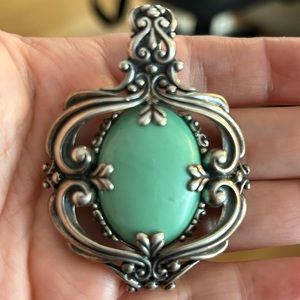 Carolyn Pollack Sterling Silver Signed 925 Brazil Green Amazonite Pendant